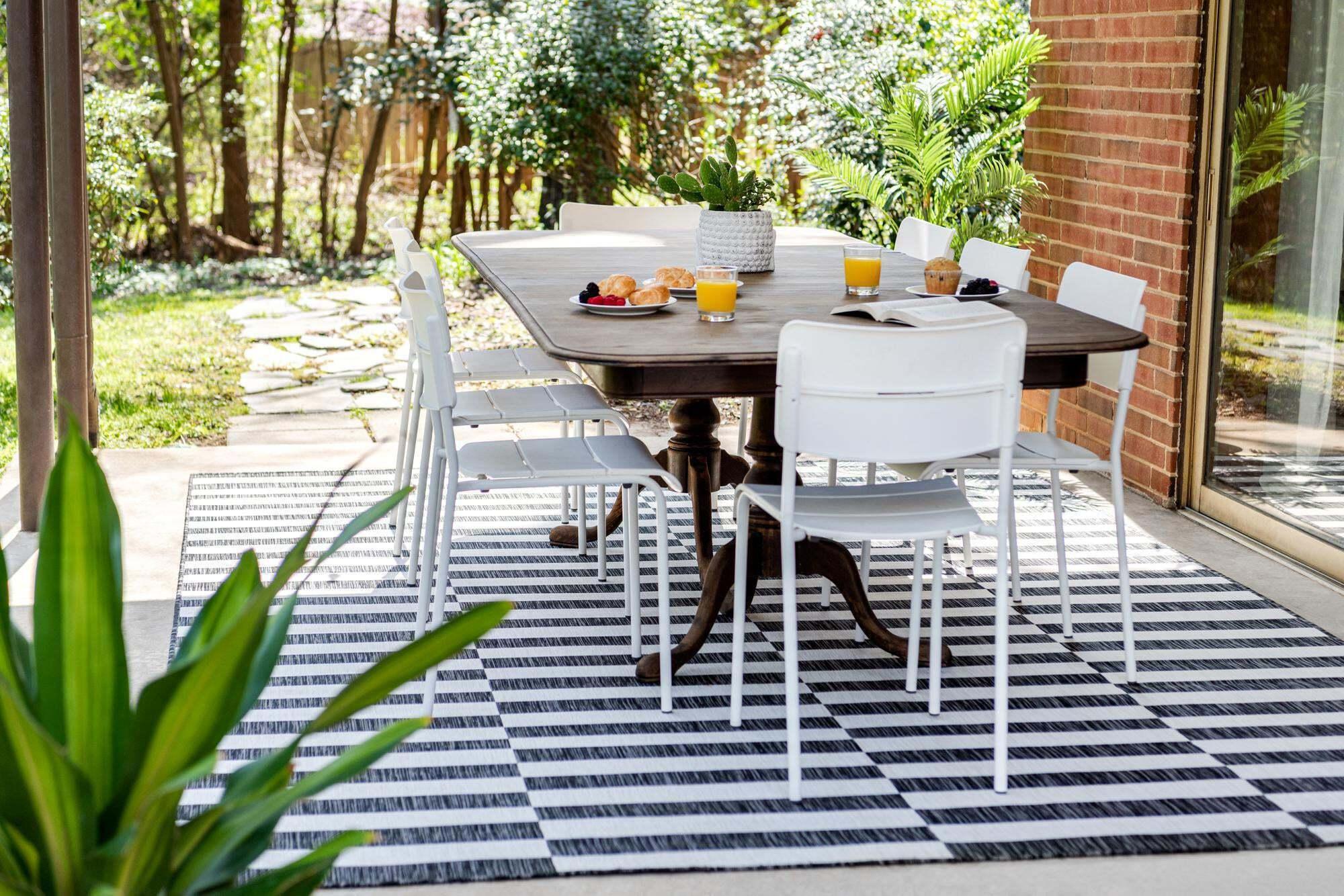 black and white striped outdoor rugs